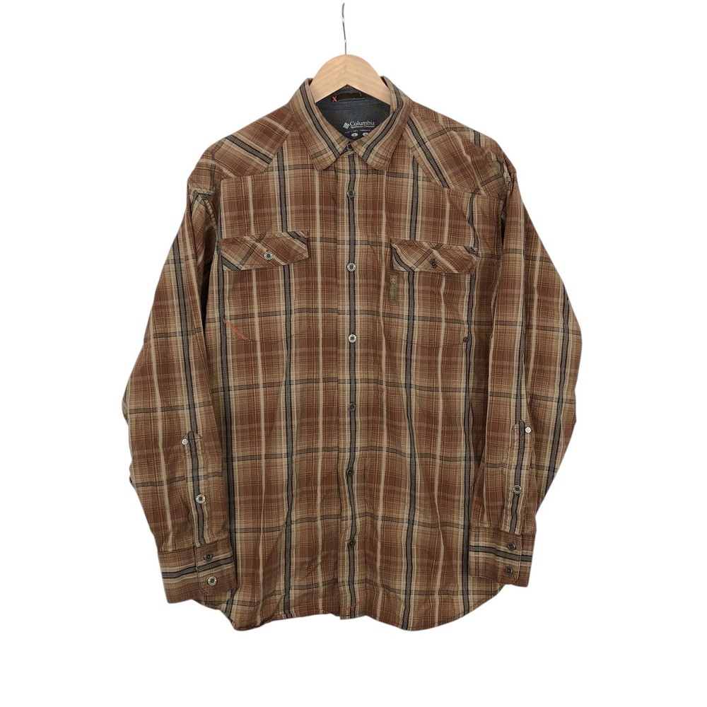 Columbia Button Up Shirt Mens Large Plaid Long Sleeve Western Hiking Outdoor